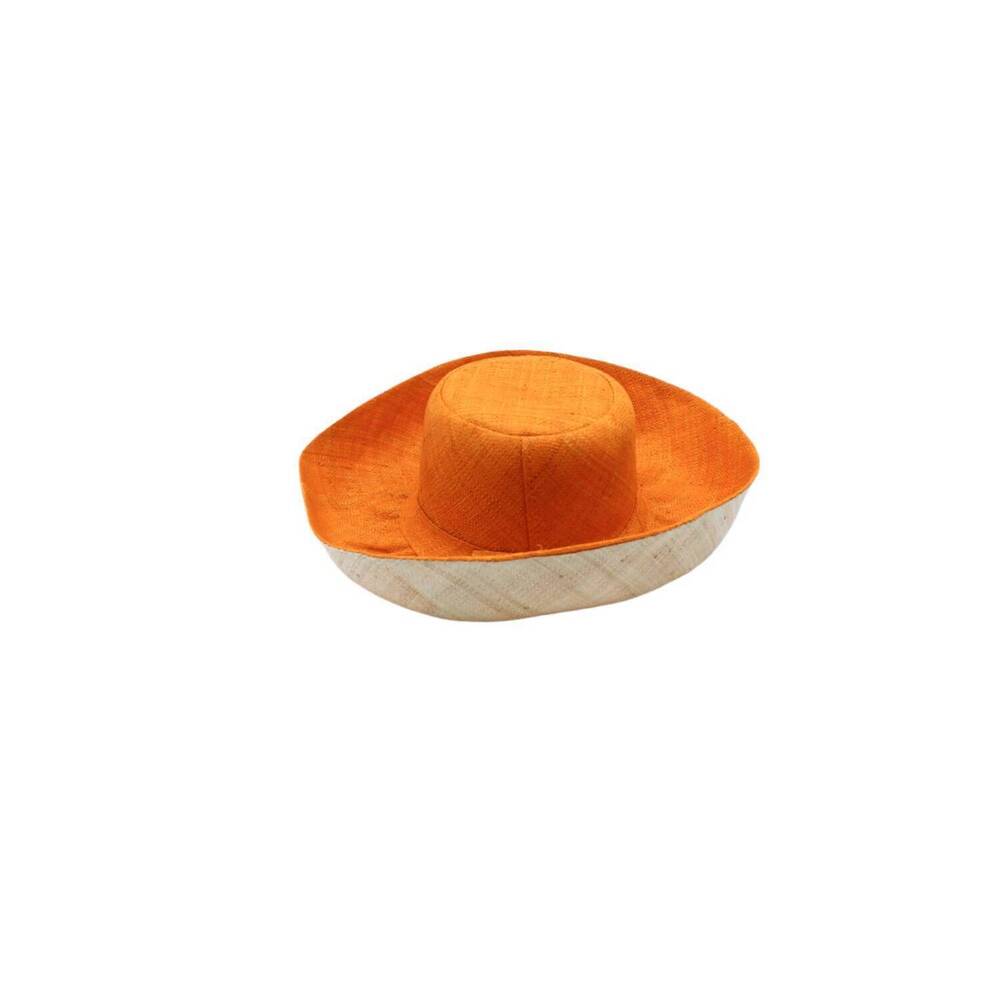 NEW SHEBOBO women's wide brim straw sun hats in saffron two tone